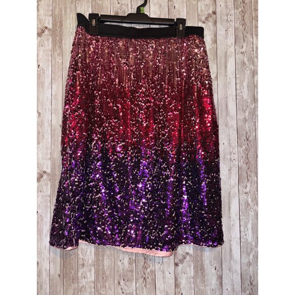 ModCloth Sparkle Pink Purple Ombre Party Sequin Shirt Blouse Top & Skirt Set XL - Picture 7 of 10